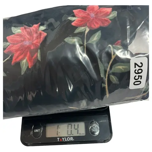 Draper James Dress Womens 2XL Black Red Floral Velvet Bubble Sleeve Cocktail