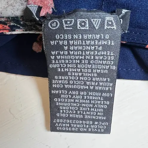 Chelsea & Theodore Women's S Navy Floral Short Sleeve Blouse Chiccore Softcore Blue