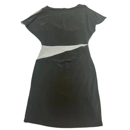 Lauren Ralph Lauren Dress Womens 10 White Black Split Flutter Sleeve Stretchy