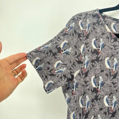 Fat Face Women's Natural Simone Jersey Dress Gray Bird Print Short Sleeve Size 8