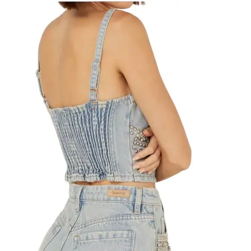 NWT BLANKNYC Denim Studded Corset Bustier Starstruck Top Blue Size M Size M