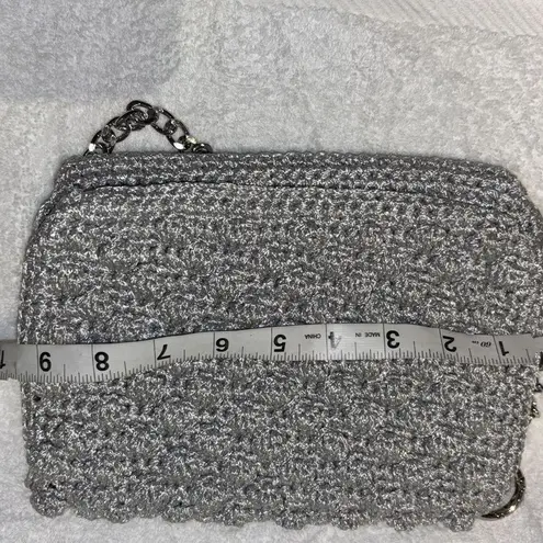GRAY (SILVER) CROCHETED FABRIC CROSSBODY BUBBLE LIKE DESIGN
