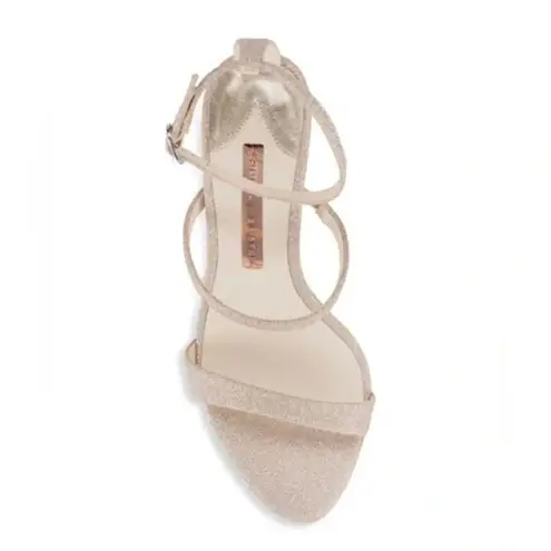 Sophia Webster Rosalind Pearl Heel Sandals Gold Glitter Size 39.5 / US 9.5 NIB