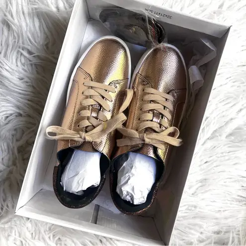 Joy Performance White Leather Chunky Platform Sneakers/ Champagne Size 8.5 NIB Gold