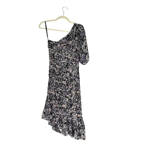 Shoshanna Midnight Mazie Puff One-Shoulder Dress Floral Print Size 0 Cocktail