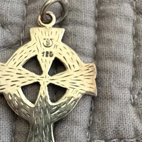 Vintage Sterling Silver Celtic Cross Pendant 925 Irish Knotwork Pendant Unisex