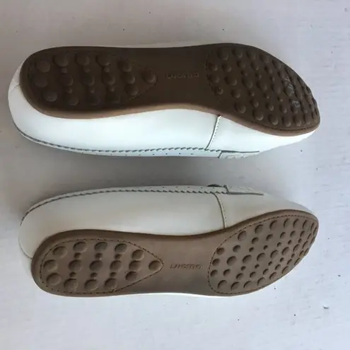 Lands End White Leather Slip On Penny Loafer Shoes Size 9.5