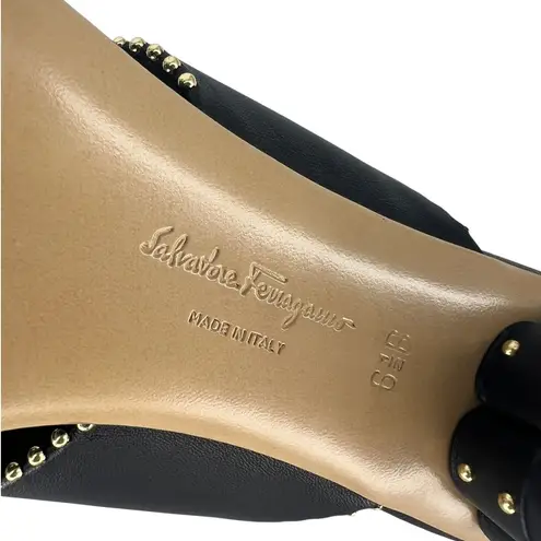 Salvatore Ferragamo Black Belluno Studs Slide Two-Strap Mule