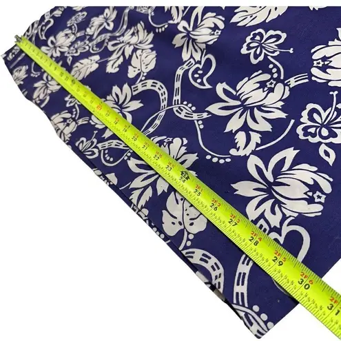 Vintage 100% Cotton Hawaiian Floral Print Midi Dress Size Medium Blue