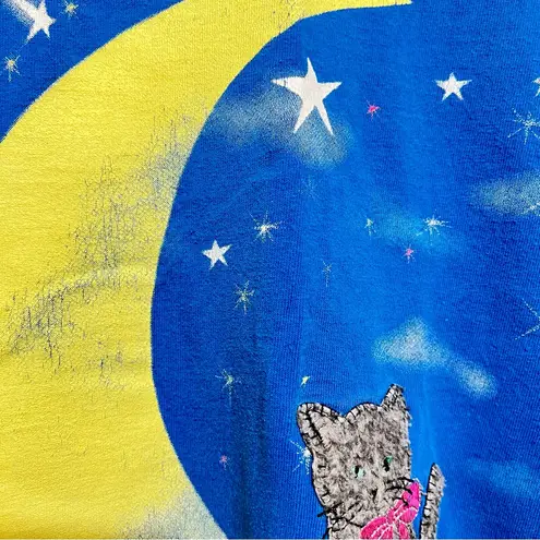 Vintage T shirt oversized Cat Moon Stars :Box A