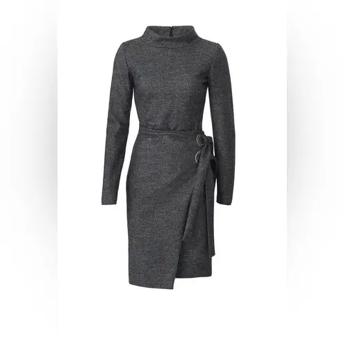 Badgley Mischka Charcoal Faux Wrap Dress Size 6 EXCELLENT Retail $495