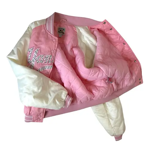 NY Yankees MLB Cooperstown Collection GIII Carl Banks pink satin bomber jacket L Size L
