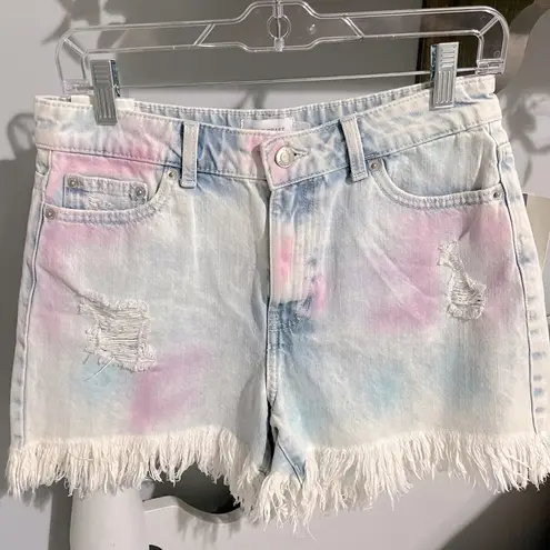 True Craft Denim Shorts High Rise Waist Jean Frayed Distressed Womens 9