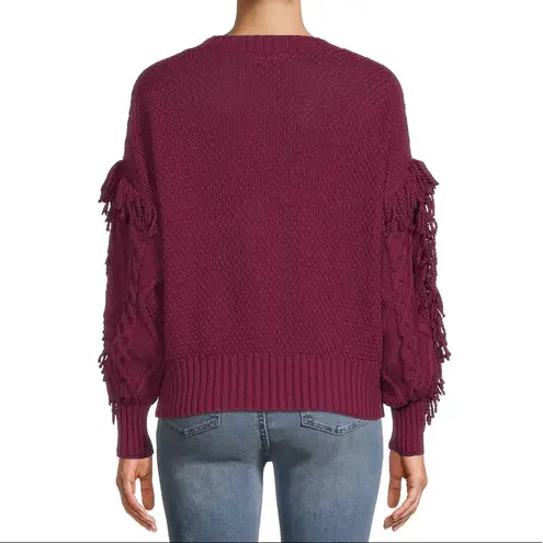 Time and Tru fringed boho cable knit crew neck sweater plus size XXXL (22) Purple