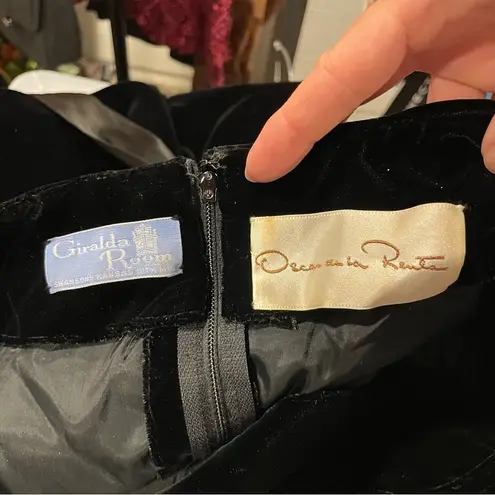 Oscar de la Renta Vintage 70’s-80’s velvet boatneck maxi ribbon waist maxi gown