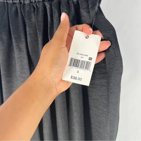 Ophelia Roe Black Satin High Rise Wide Leg Pull On Pants NWT Size S