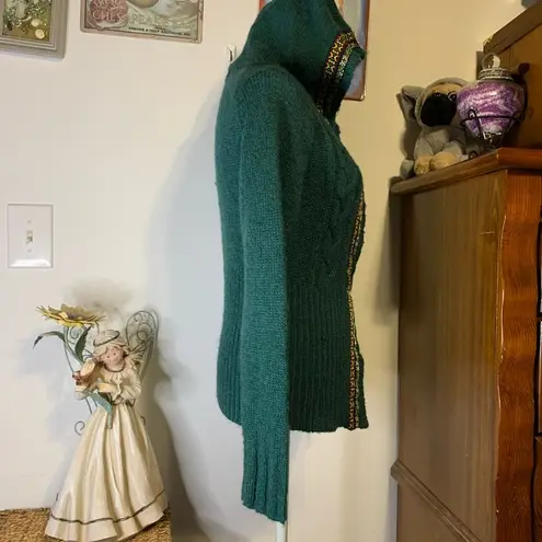 Lulumari Green Wool Cardigan Sweater