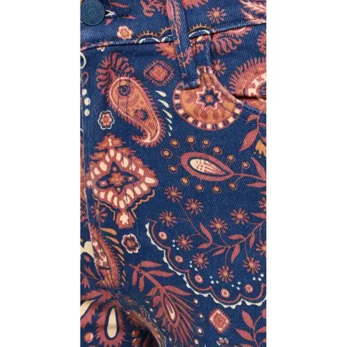 MOTHER The Rascal Ankle Jeans Blue Paisley Print Flare Leg Women's Size 23