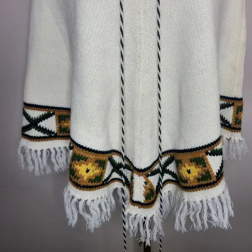 Vintage 70s Carol Brent Montgomery Ward Cape Shawl Poncho Fringe OS Aztec Brown Size undefined