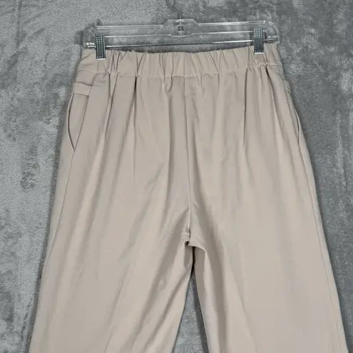 Susan Graver Cropped Pants Women's S Beige Button Hem Casual Minimalist Workwear