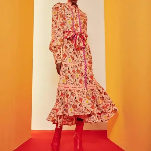 Celia B Orchid Midi Dress In Peach Size S