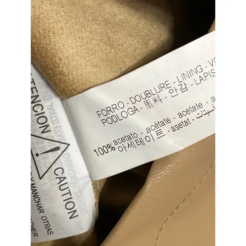 ZARA NEW  Beige Tan Faux Vegan Leather Sleeveless Button Down Mini Shift Dress M