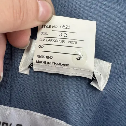 After Six Dress Womens 8R Larkspur Blue V Neck Keyhole Crepe Trumpet Gown 6821