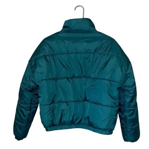 Abound  Womens Full Zip Long Sleeve Insulated Classic Puffer Jacket Teal Small