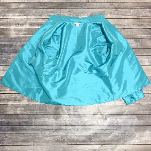 Grace Chuang Turquoise Blue Satin Floral Embroidered Open Front Short Jacket Size L