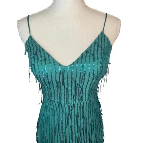 City studio green sequin fringe v