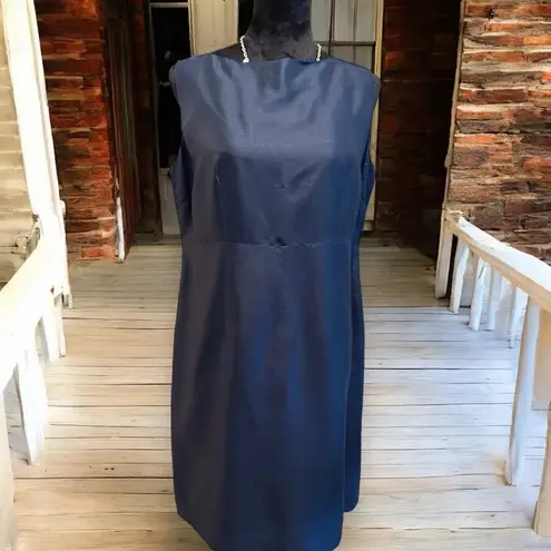 Amanda Smith pure silk shift dress with matching blouse size 14p/LgP navy blue - Image 6