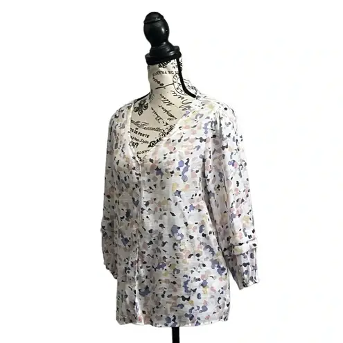 Hope And Harlow Floral Peasent Blouse Womens Ditzy Knit Boho Modest S Modest White