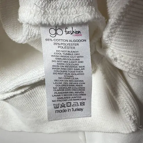 GB Fashion Sweatshirt Womens Lg Hamptons Cropped Sporty Tenniscore Cute White