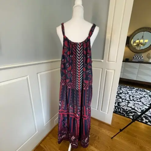 Gibson Latimer New NWT Ruffled Tiered Red White Blue Maxi Dress XXL