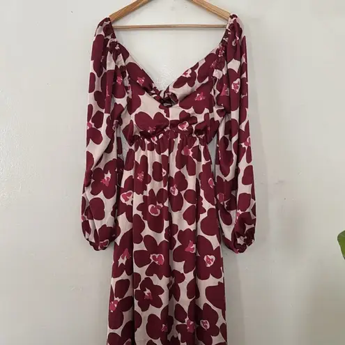 Mittoshop Flower print cut out midi dress NWT