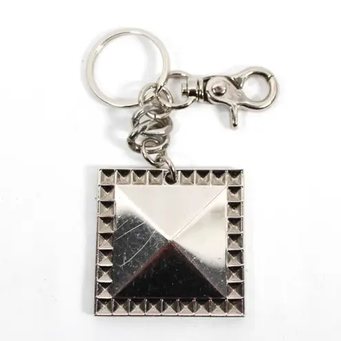 Genna DeRossi Spike Bag Charm Purse Charm Keychain Pyramid Spike Silver