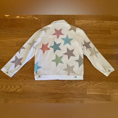 All The Stars Rhinestone Denim Jacket in White size M Size M