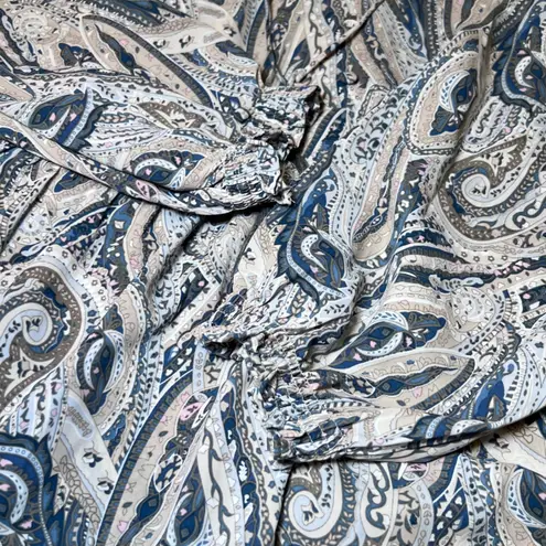 Grace Karma Tiered Dress Womens XL Paisley Long Sleeve Ruffle Collar Bohemian Blue Size 1X