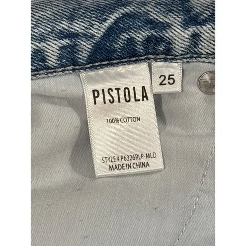 Pistola Cassie Super High Rise Straight Jeans in Moonlight Distressed 25 Womens