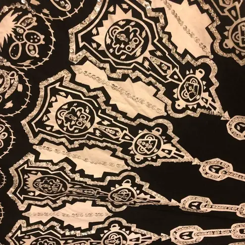 Carol Little Unique Full Circle Skirt Black White Bling Sz 10 Embellished Whimsy