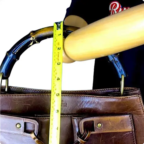 Gucci Auth  Bamboo Leather Tall Shopper Tote Shoulder Bag Tom Ford Era VINTAGE