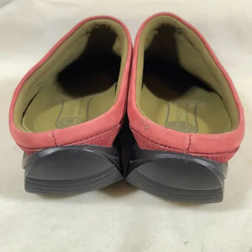 Rockport Shoes Women 6.5 Red Nubuck Leather Slip On Mule Clog Comfort Kinetic