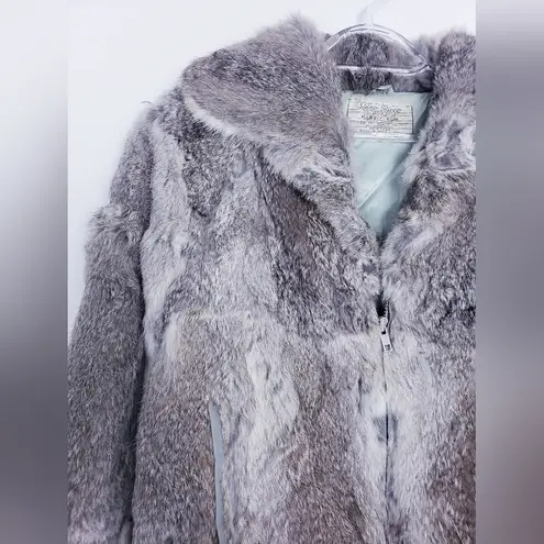 Vintage Dino Ricco Rabbit Fur Full Zip Jacket Gray Size L