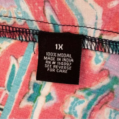 Tolani Collection Kimono Longline Cardigan 1X Blue Red Multicolor Abstract Print