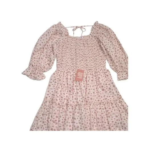 NWT Ivy City Co. Madeline Midi in Pink Floral Smocked Cotton Dress L Size L
