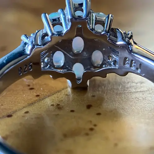 Natural Ethiopian Opal Tanzanite Sterling Silver Ring Size 10