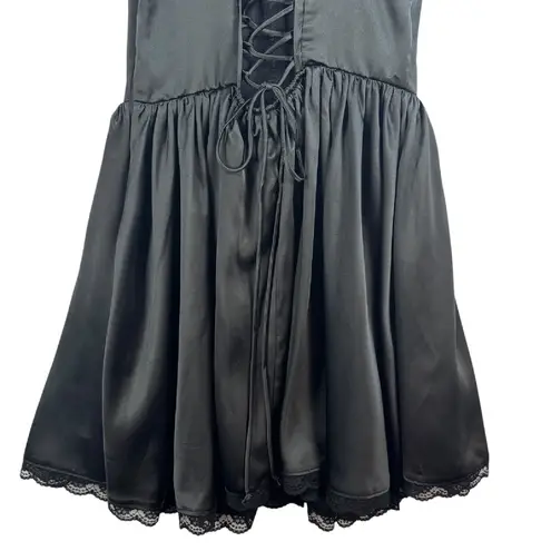 Whimsigoth Sexy Black Mini Dress Lace Corset Party Dress Sz M Witchy Fairy Goth Size M