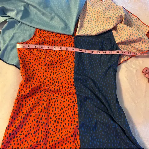 Derek Lam Collective color block red/blue cold shoulder midi dress size 44 (M)