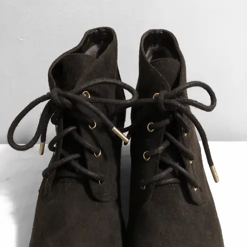 Dr. Scholls black faux suede wedge ankle booties