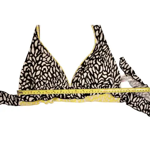 24th & Ocean Black Yellow Ruffle Moderate Coverage Bikini Swimsuit MEDIUM Beach - Image 4